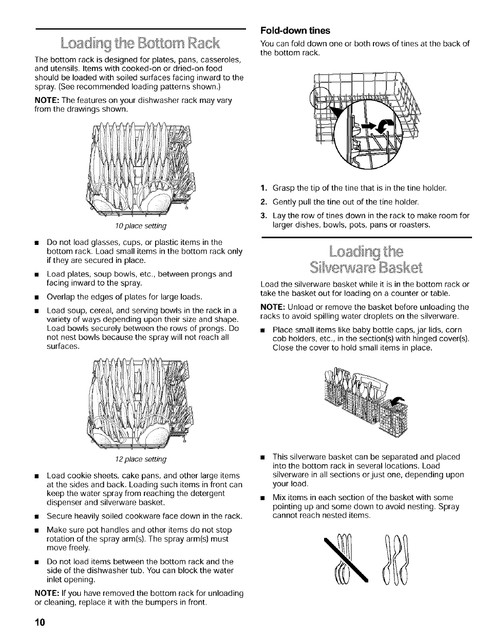 Fold-down tines | Kenmore 665.16819 User Manual | Page 10 / 72