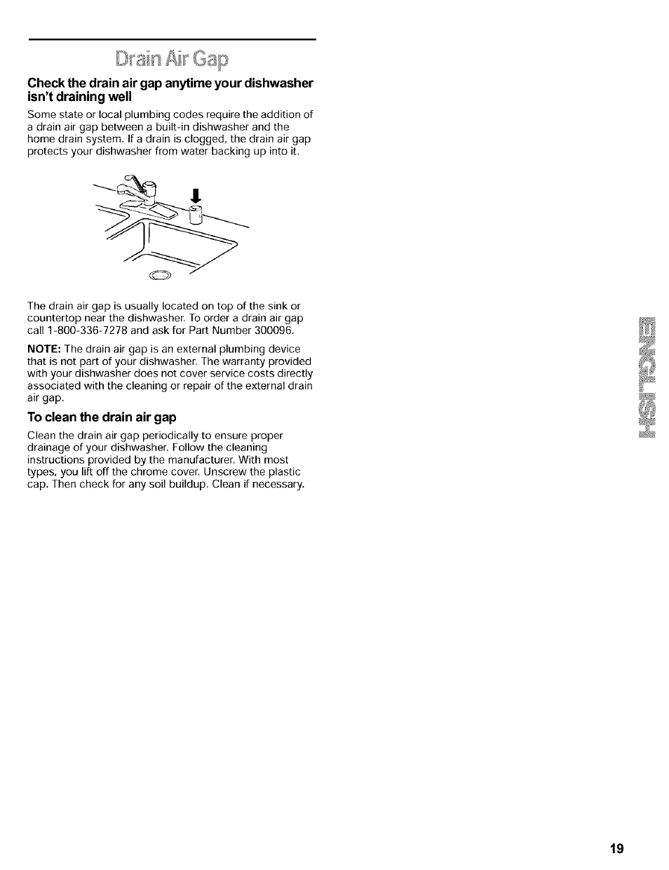 To clean the drain air gap | Kenmore 665.16819 User Manual | Page 19 / 72