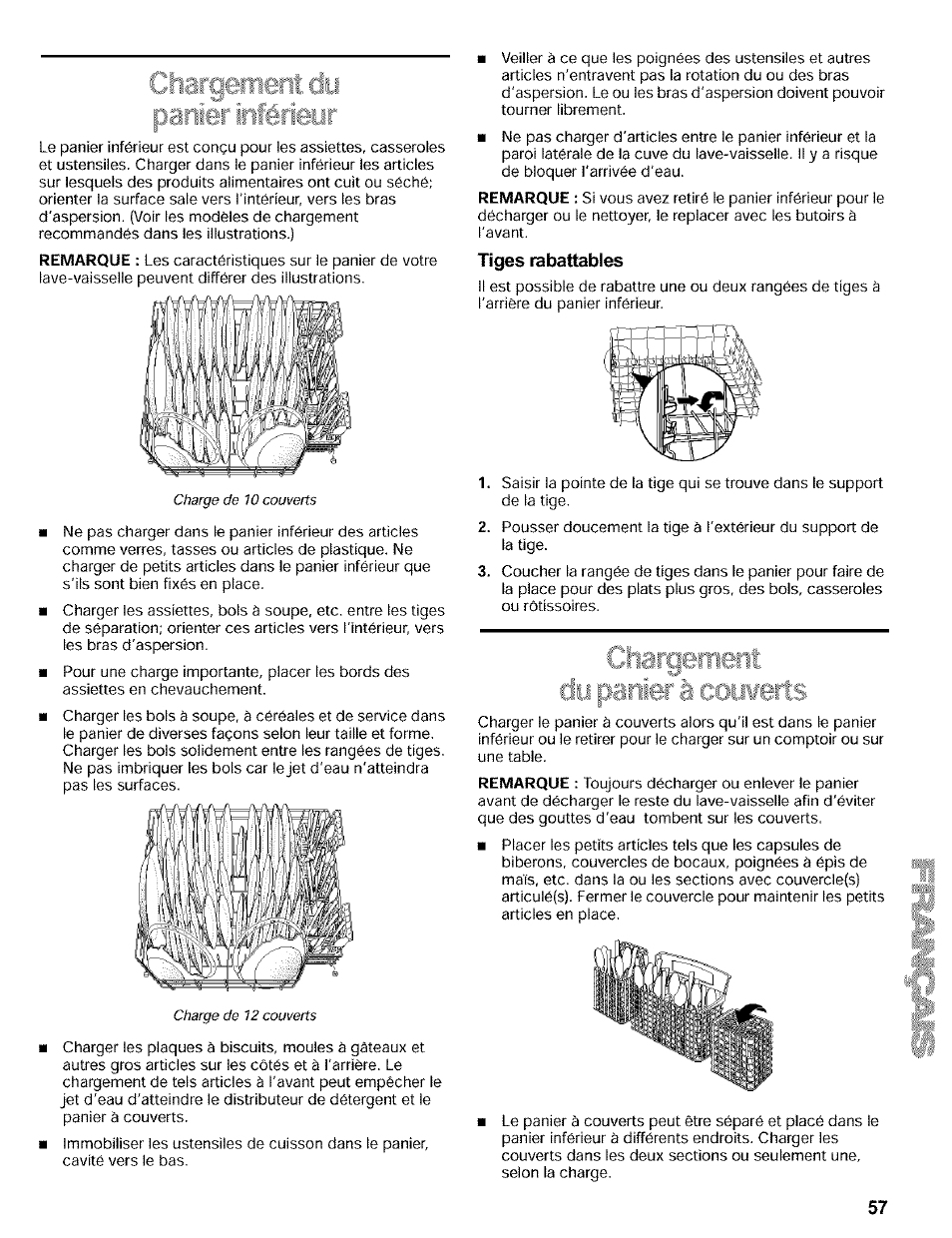 Tiges tbbattables, Chargement | Kenmore 665.16819 User Manual | Page 57 / 72