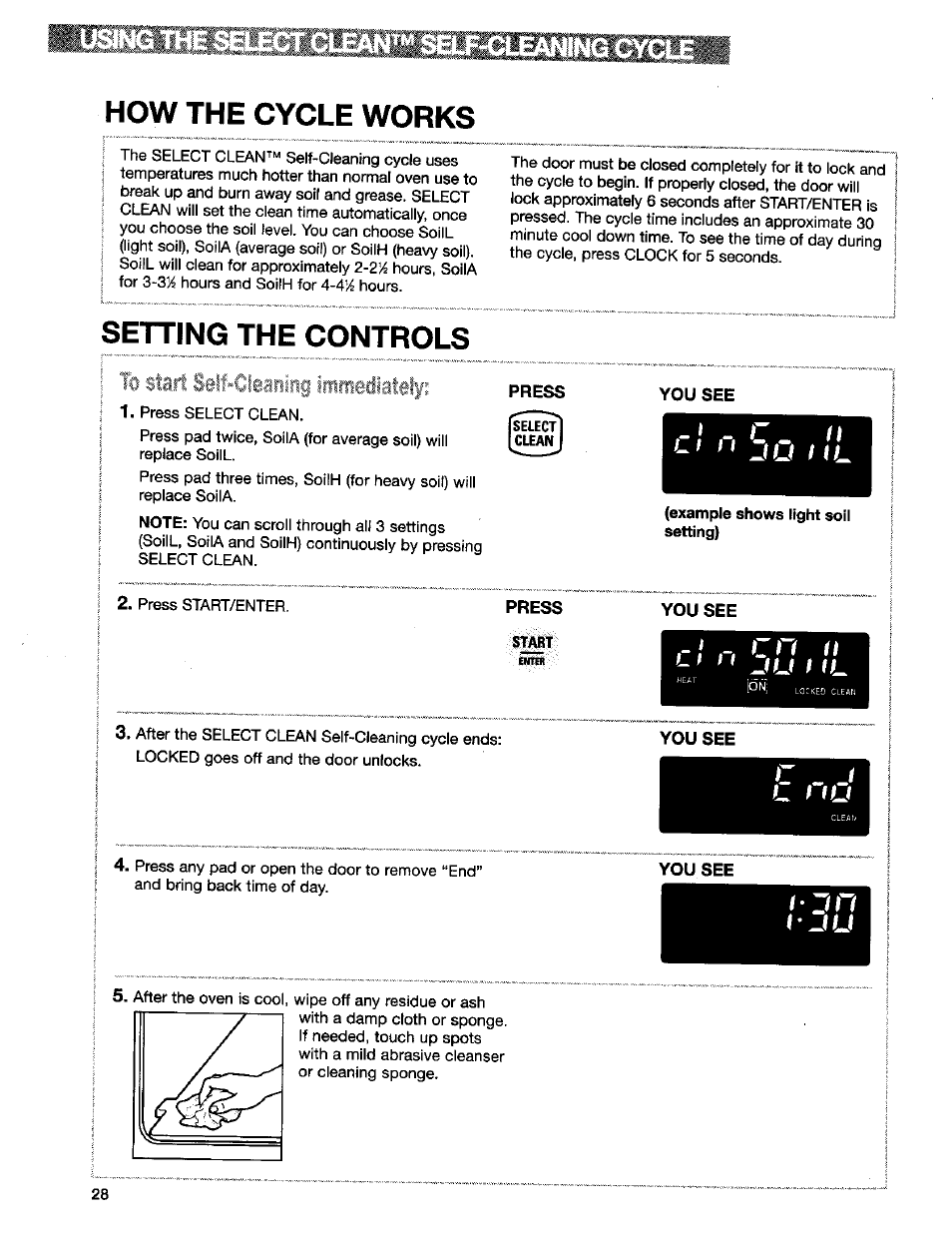 How the cycle works, Setting the controls, I l i | J u > i l | Kenmore 665.75832 User Manual | Page 28 / 41