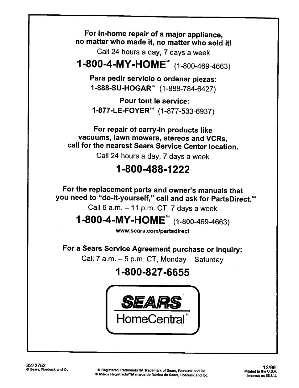 800-4-my-home | Kenmore 665.75832 User Manual | Page 41 / 41