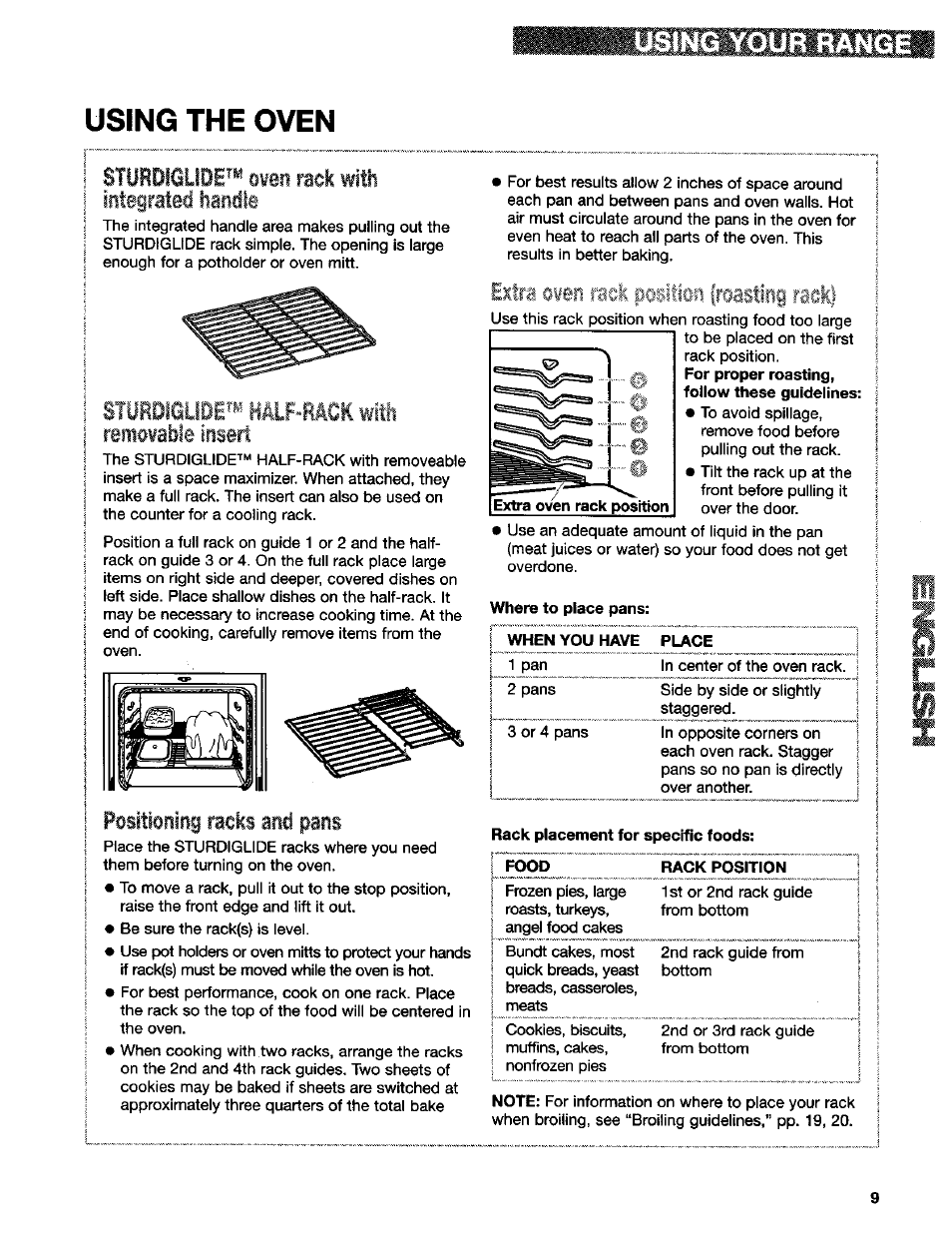 Using the oven using your range, Sturdiaude™ oven ra integrated handle, Extra | Rack pssitimi frsastliig raeki | Kenmore 665.75832 User Manual | Page 9 / 41