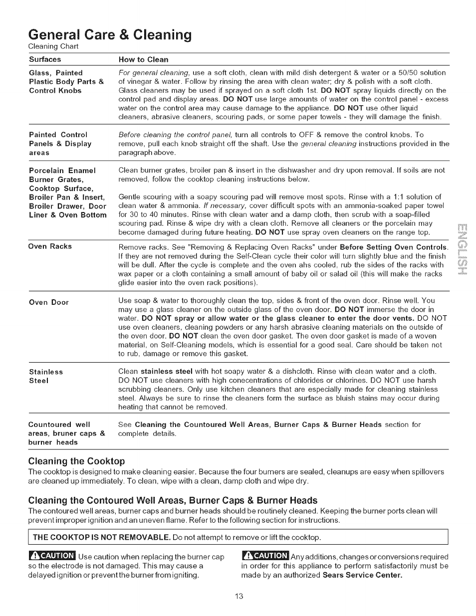 General care & cleaning | Kenmore 790.7156 User Manual | Page 13 / 17