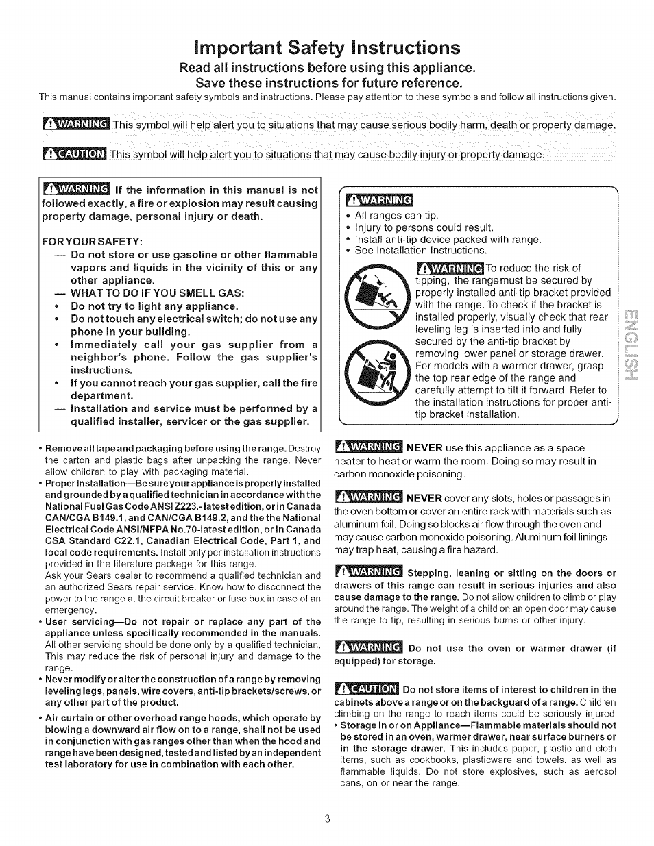 Important safety instructions, Read all instructions before using this appliance, Save these instructions for future reference | Kenmore 790.7156 User Manual | Page 3 / 17