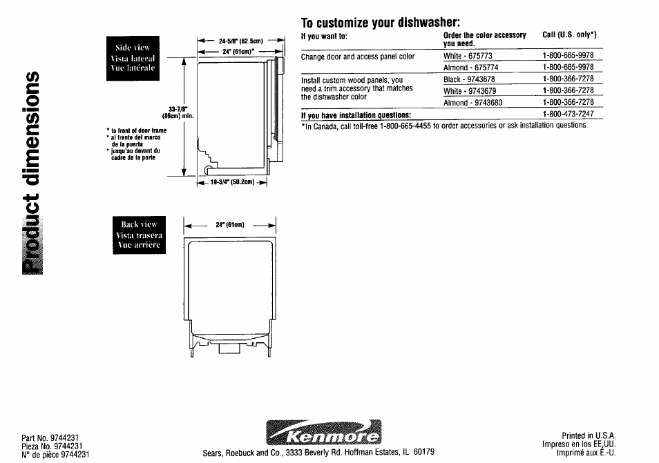 To customize your dishwasher | Kenmore 9744231 User Manual | Page 24 / 24