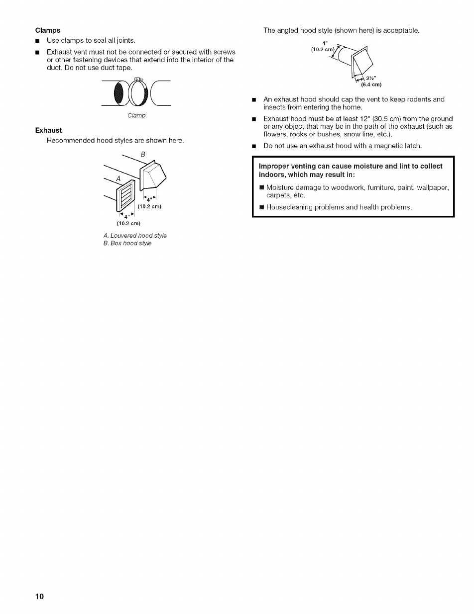 Clamps, Exhaust | Kenmore HE2 110.9758 User Manual | Page 10 / 48