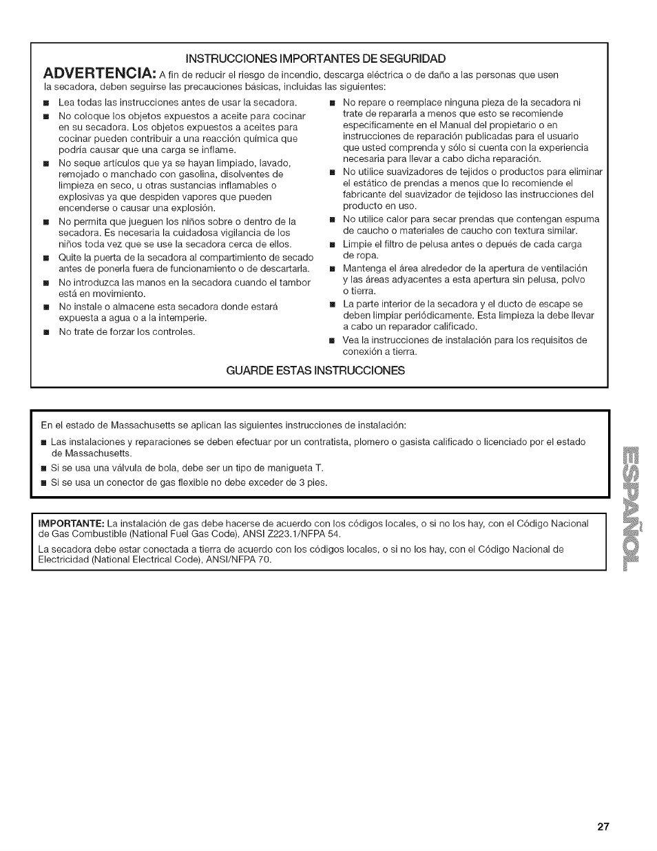 Advertencia | Kenmore HE2 110.9758 User Manual | Page 27 / 48