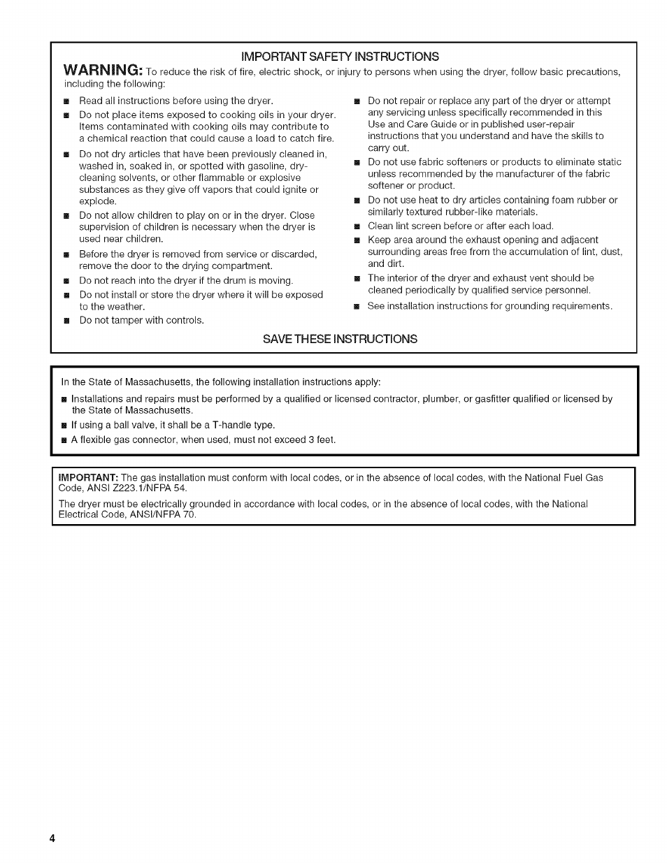 Warning | Kenmore HE2 110.9758 User Manual | Page 4 / 48