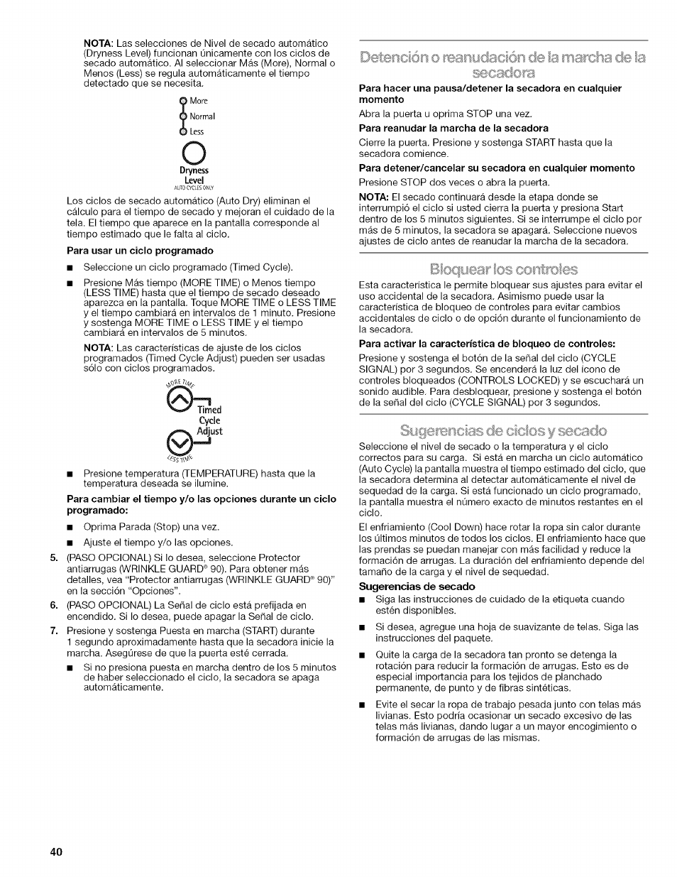 Bíoc|uear los controles | Kenmore HE2 110.9758 User Manual | Page 40 / 48