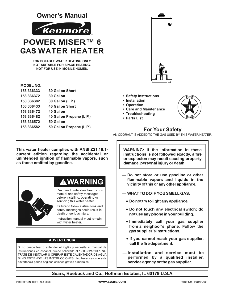 Kenmore POWER MISER 153.336433 User Manual | 44 pages