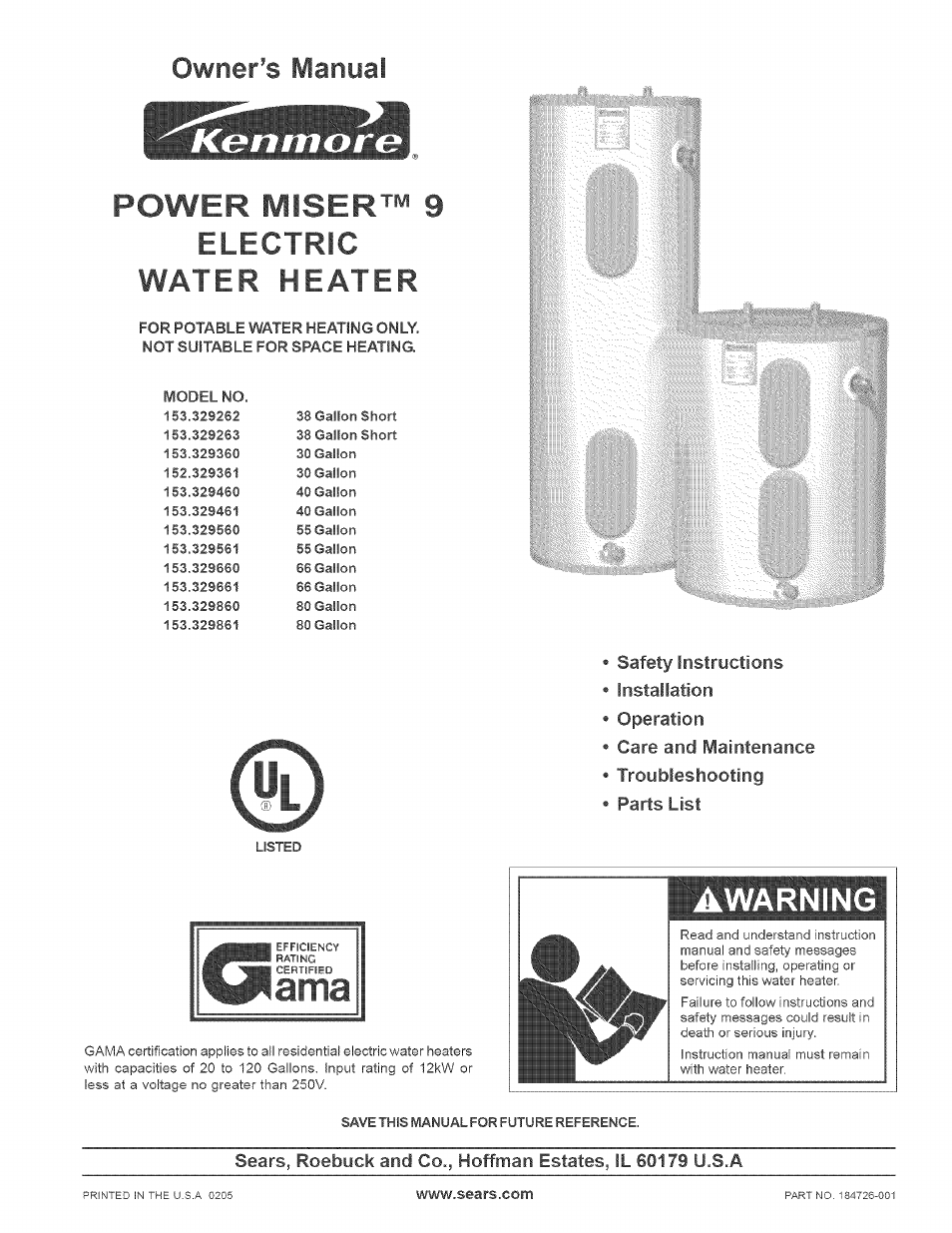 Kenmore POWER MISER 153.320661 User Manual | 32 pages