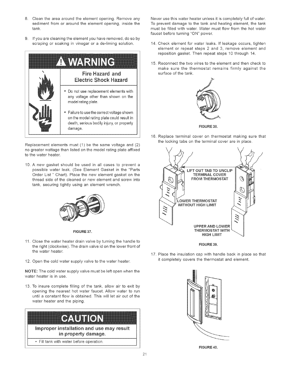 Warning, Cautio | Kenmore POWER MISER 153.320661 User Manual | Page 21 / 32