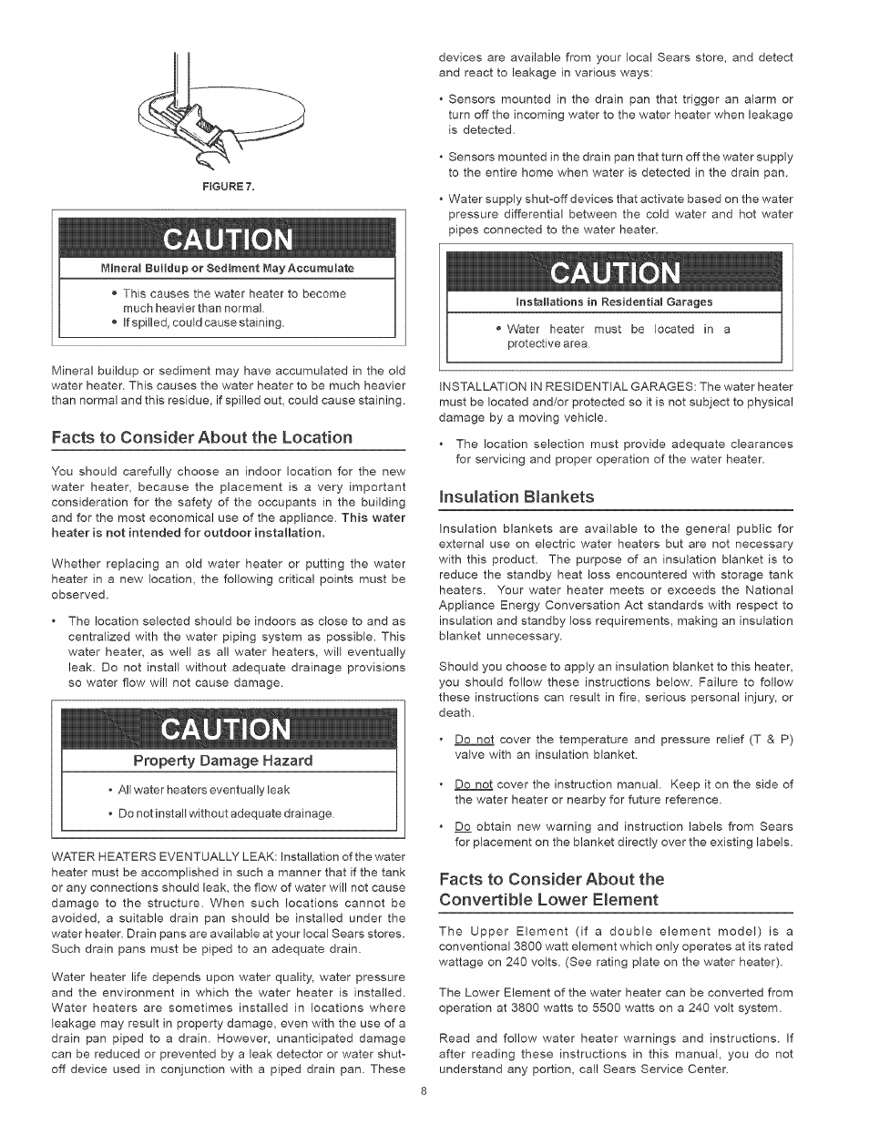 Facts to consider about the location, Insulation blankets, Cautio | Kenmore POWER MISER 153.320661 User Manual | Page 8 / 32