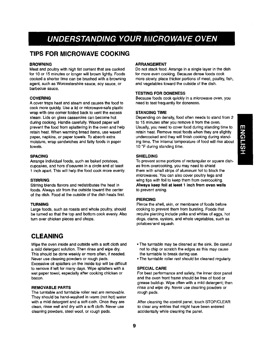 Tips for microwave cooking, Cleaning, Understanding your microwave oven | Kenmore 721.62365 User Manual | Page 9 / 22