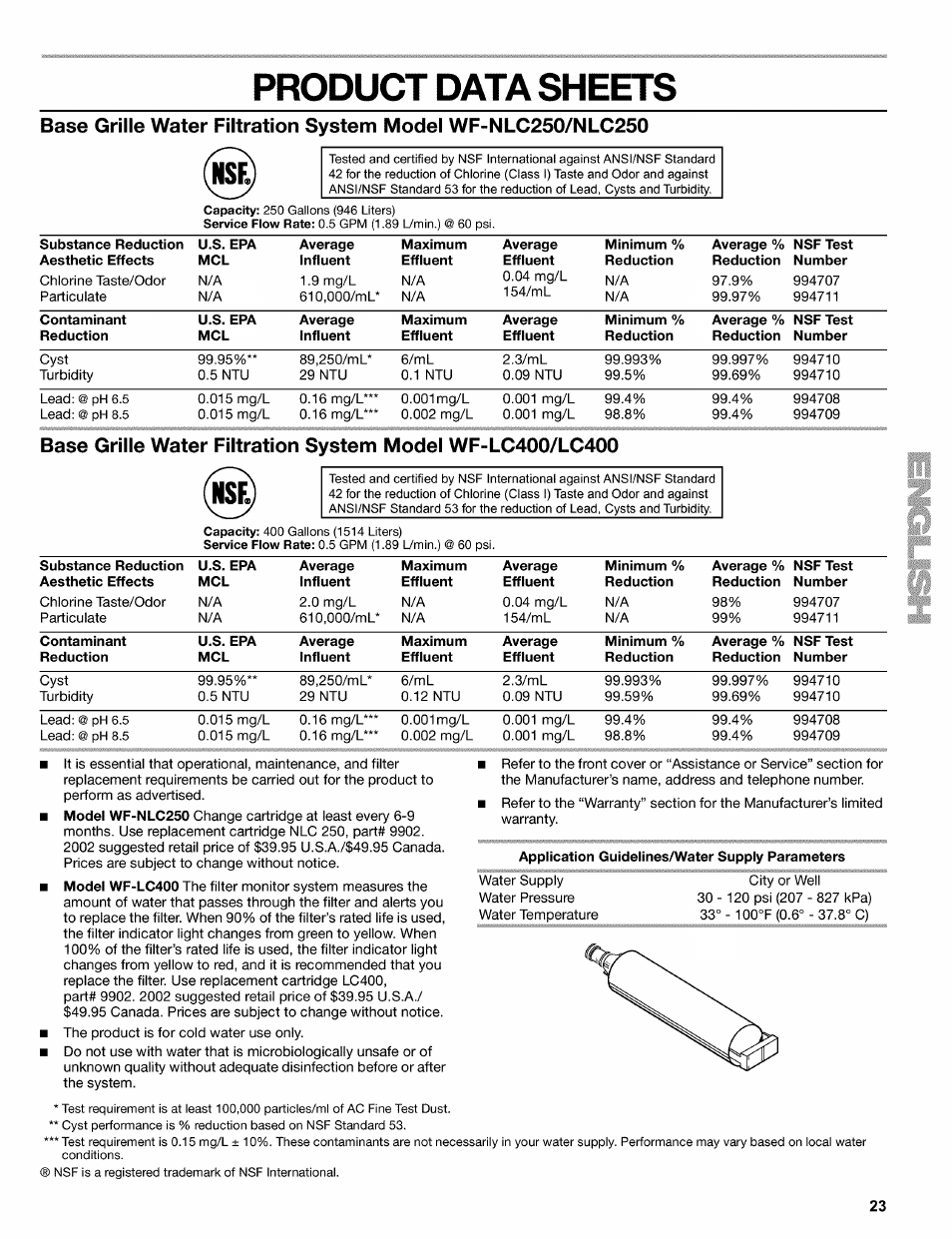 Product data sheets | Kenmore 2220695 User Manual | Page 23 / 24