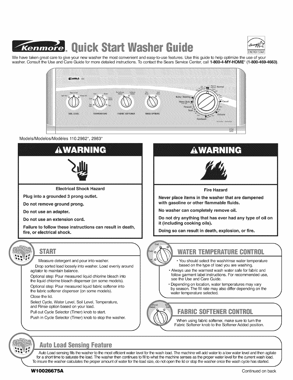 Kenmore W10026675A User Manual | 6 pages