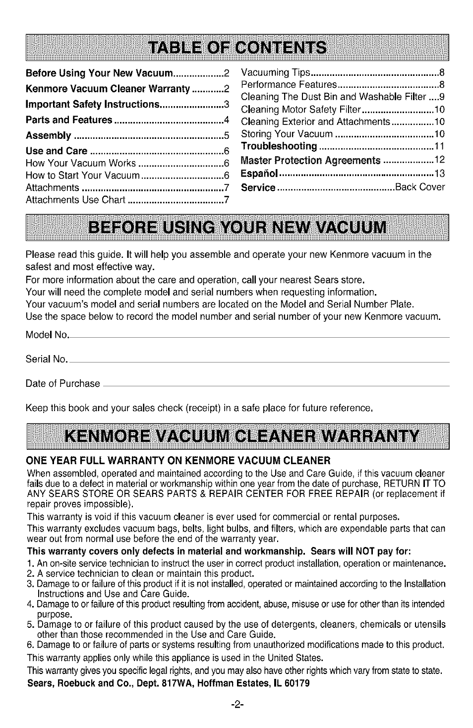 Kenmore 3828FI2852V User Manual | Page 2 / 24