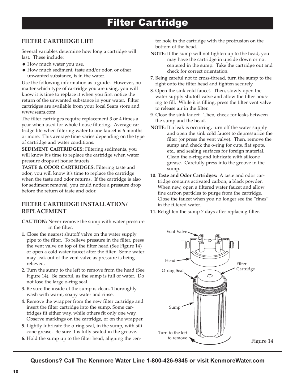 Filter cartridge | Kenmore 625.38448 User Manual | Page 10 / 12