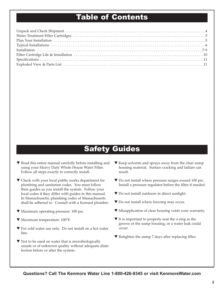 Table of contents safety guides | Kenmore 625.38448 User Manual | Page 3 / 12