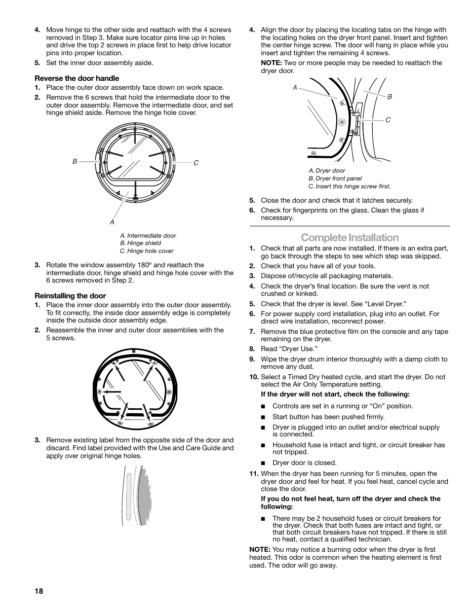 Complete installation | Kenmore ELITE HE5 110.8708 User Manual | Page 18 / 56