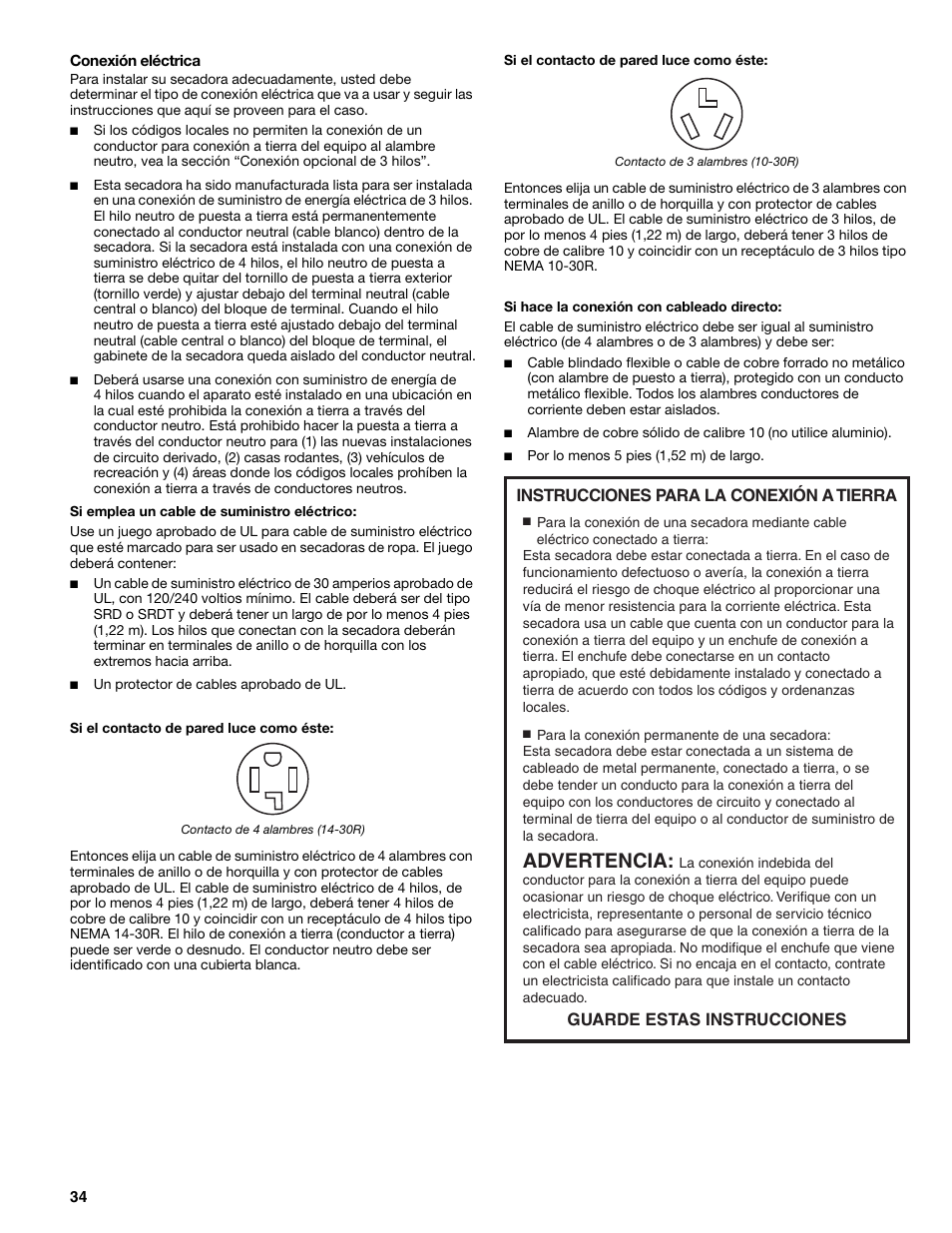 Advertencia | Kenmore ELITE HE5 110.8708 User Manual | Page 34 / 56