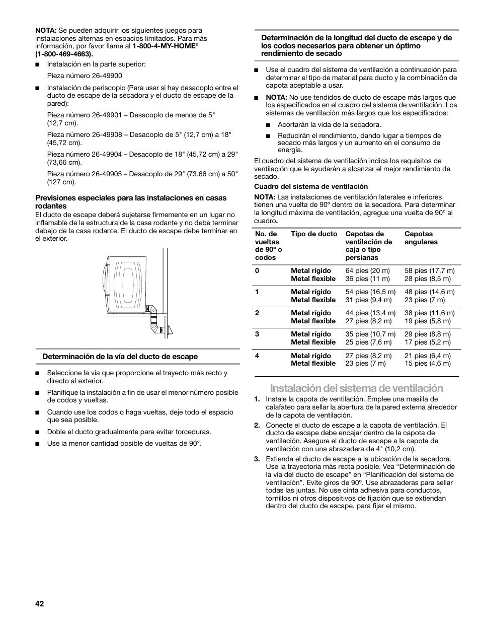 Instalación del sistema de ventilación | Kenmore ELITE HE5 110.8708 User Manual | Page 42 / 56