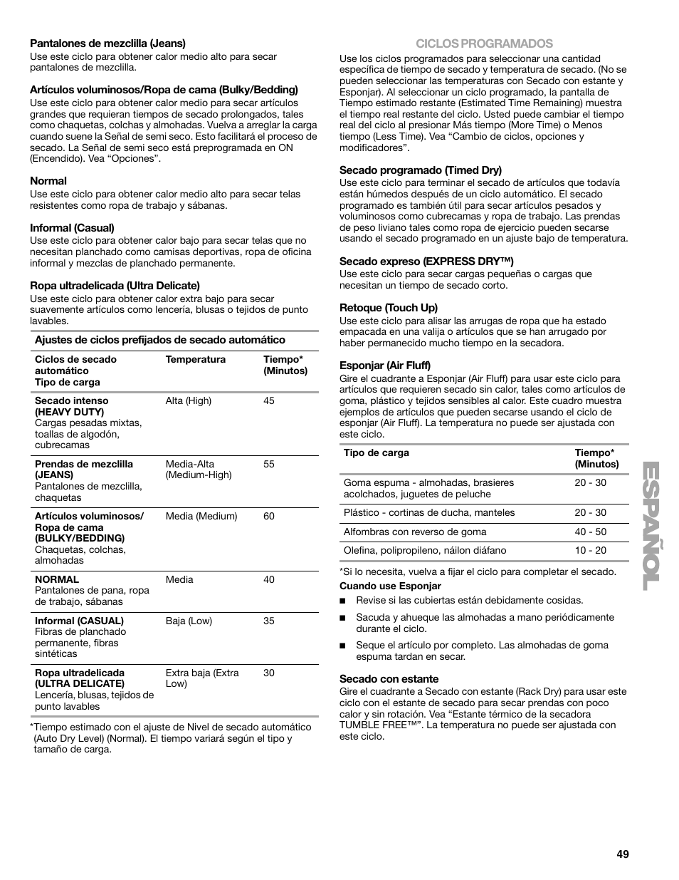 Kenmore ELITE HE5 110.8708 User Manual | Page 49 / 56