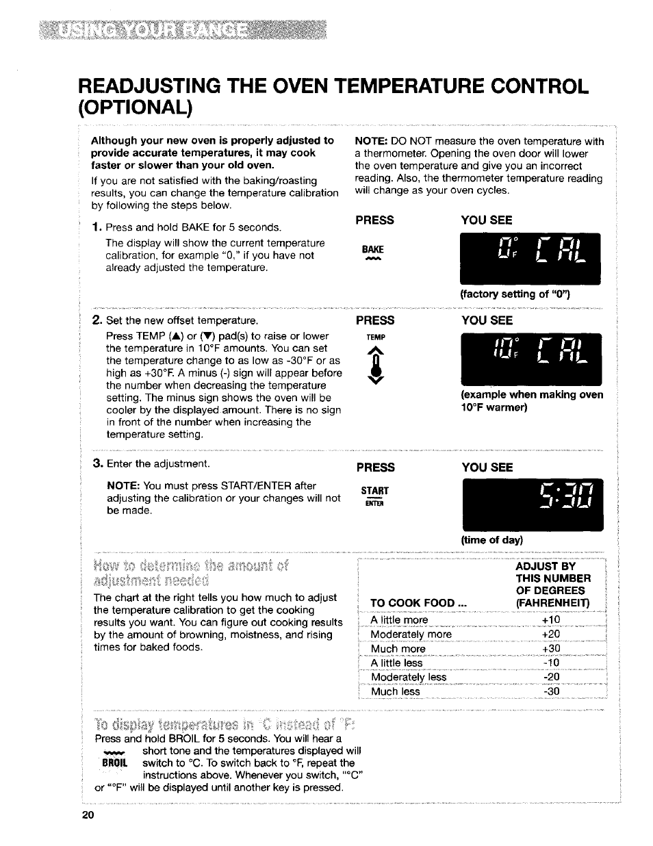 Press | Kenmore Sens-A-Clean 665.95829 User Manual | Page 20 / 50