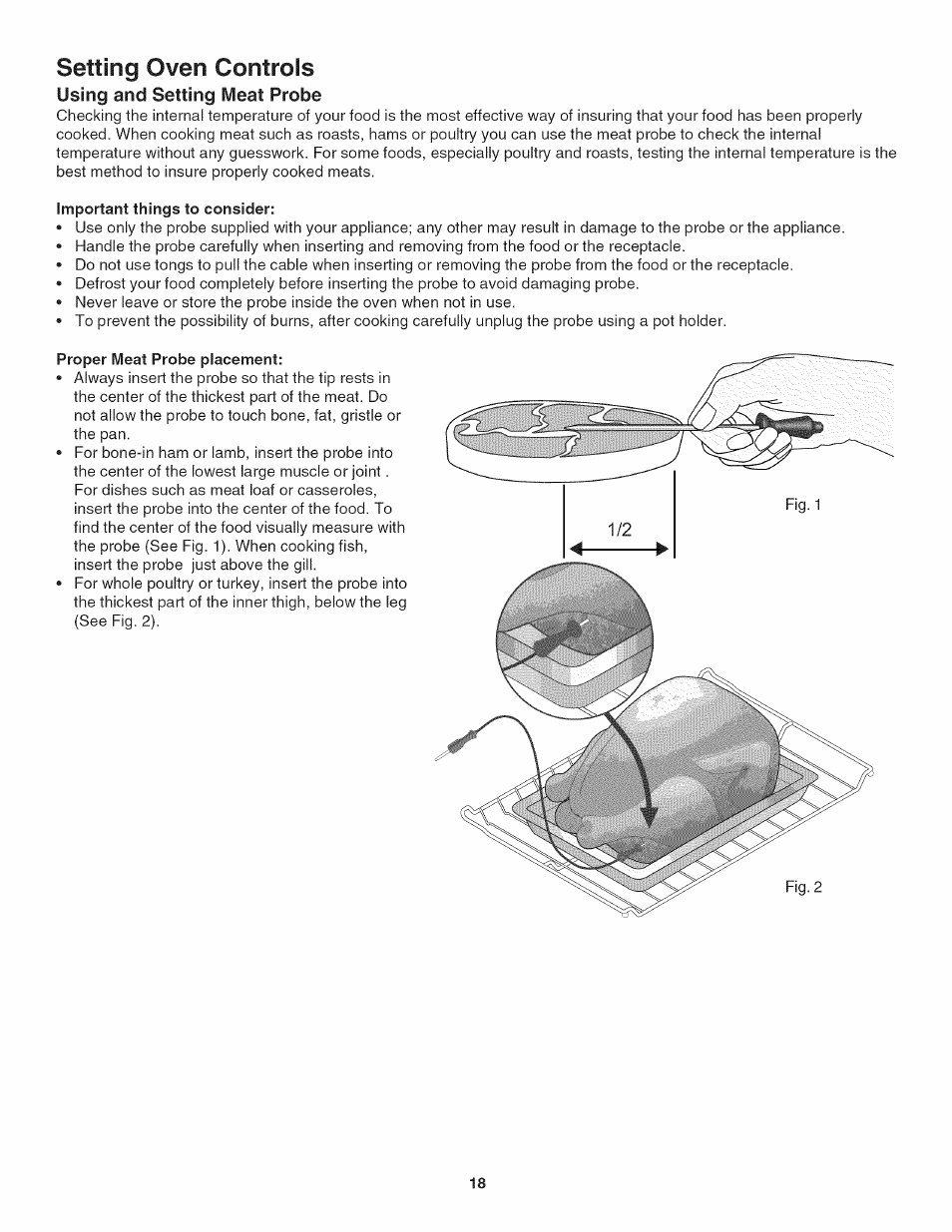 Important things to consider, Proper meat probe placement, Setting oven controls | Kenmore 790.4802 User Manual | Page 18 / 36