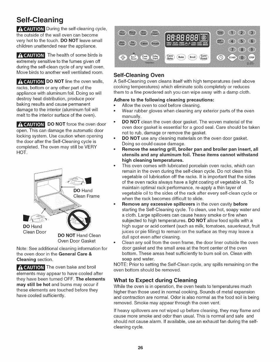 À caution, A caution, Self-cleaning oven | What to expect during cleaning, Self-cleaning -28, Tgêebîssên, Ffîi, Seif-cleaning | Kenmore 790.4802 User Manual | Page 26 / 36