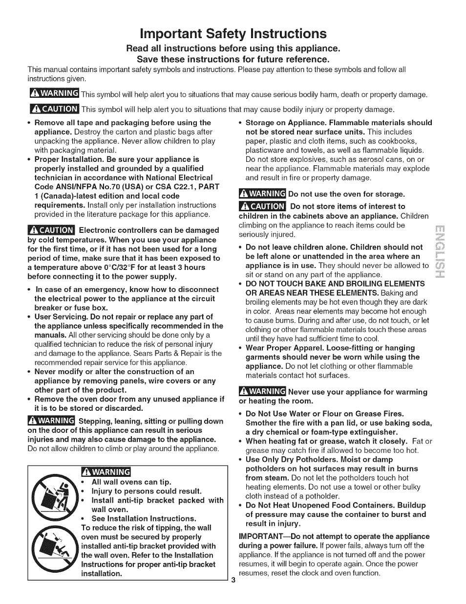 Important safety instructions | Kenmore 790.4802 User Manual | Page 3 / 36