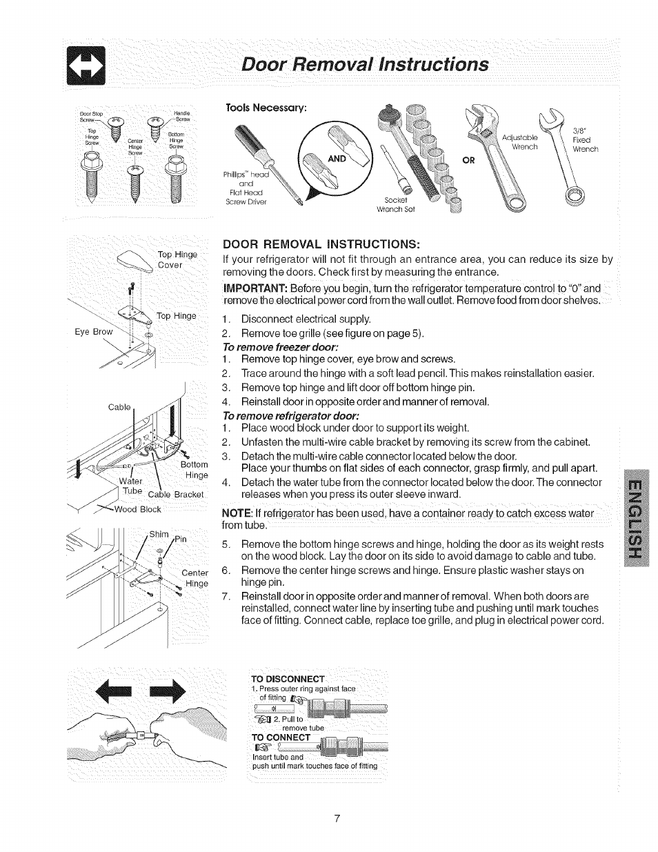 Door removal instructiom | Kenmore 241858201 User Manual | Page 7 / 21