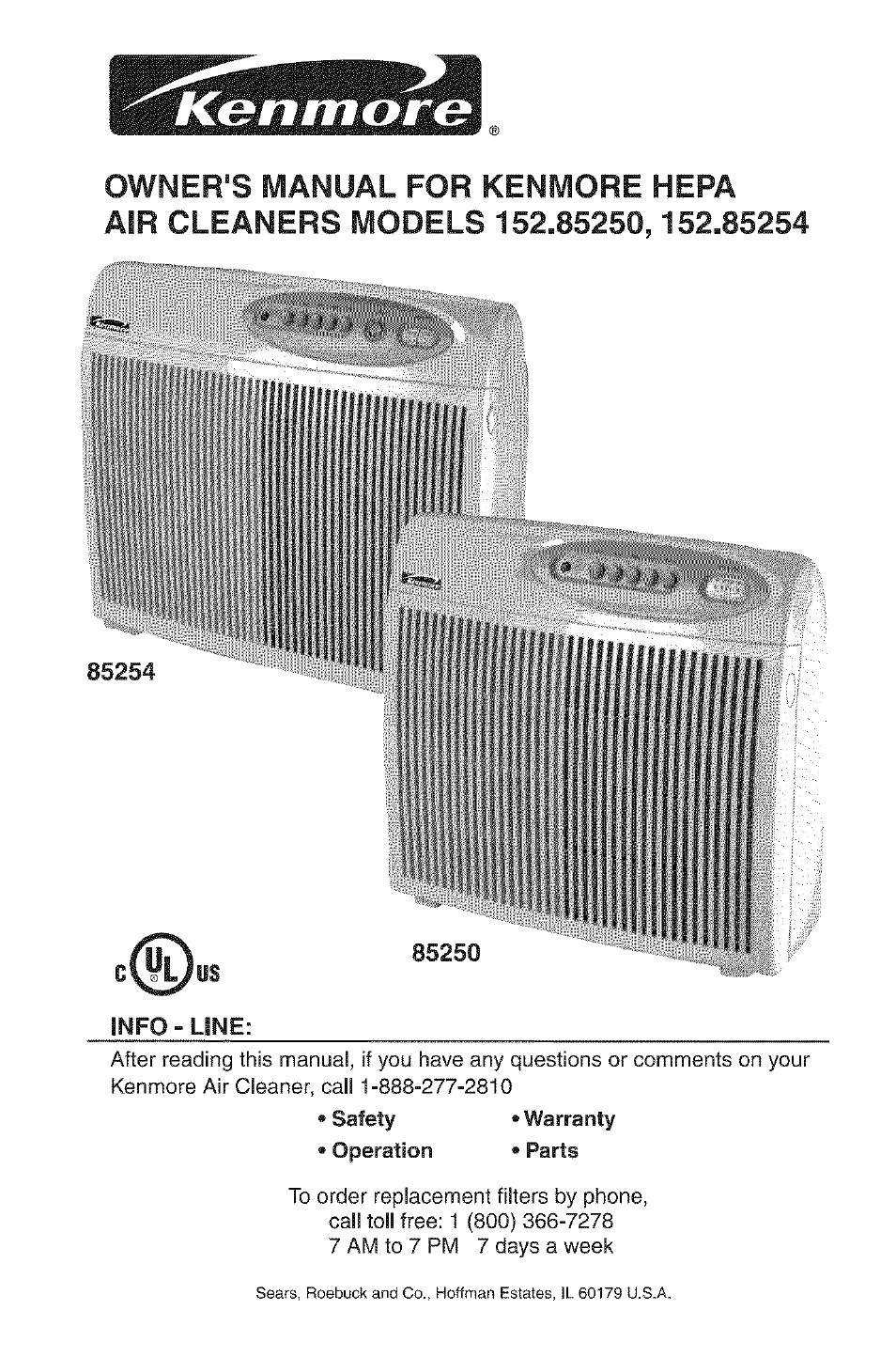 Kenmore HEPA 152.85254 User Manual | 16 pages