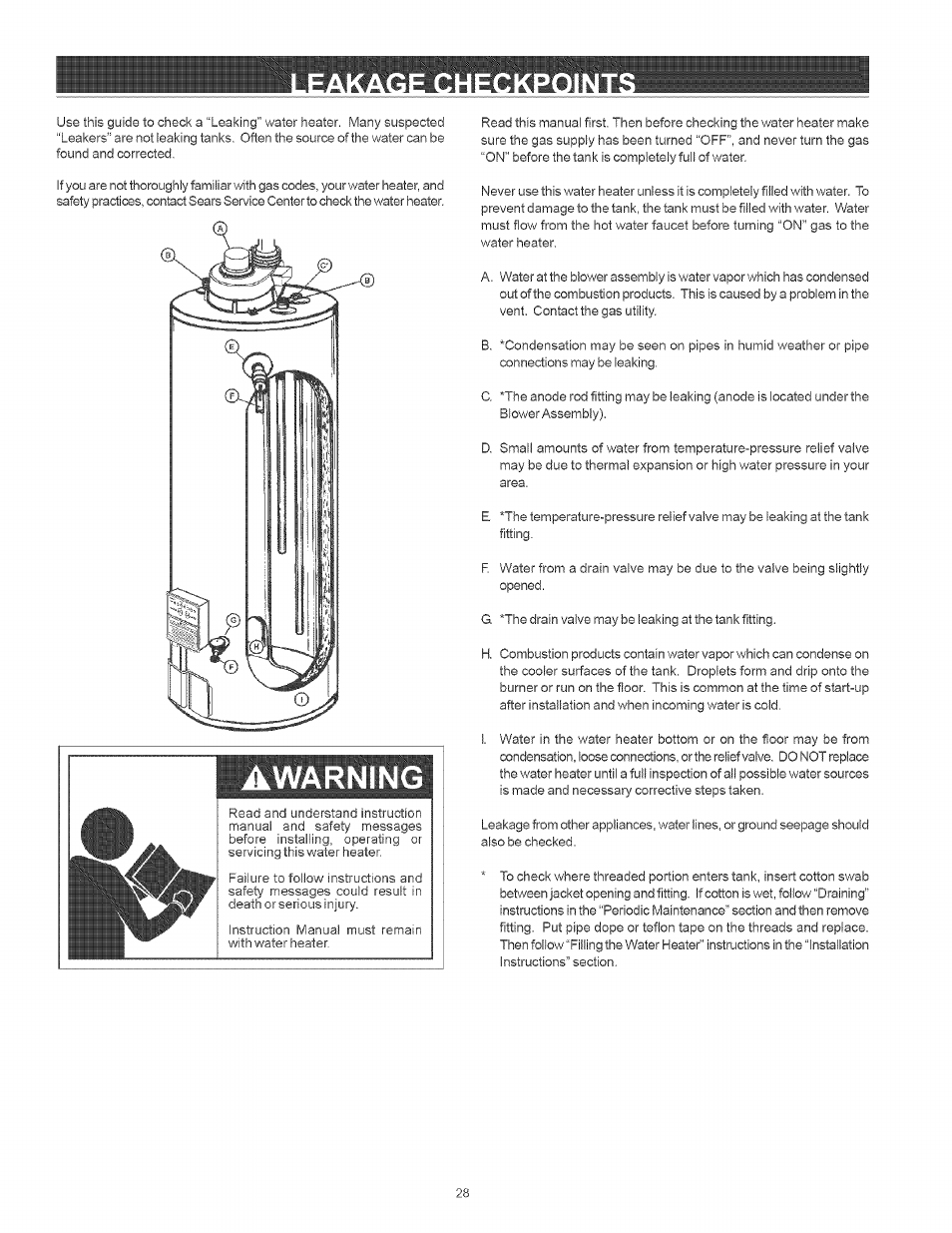 Warning | Kenmore THE ECONOMIZER 153.33205 User Manual | Page 28 / 32