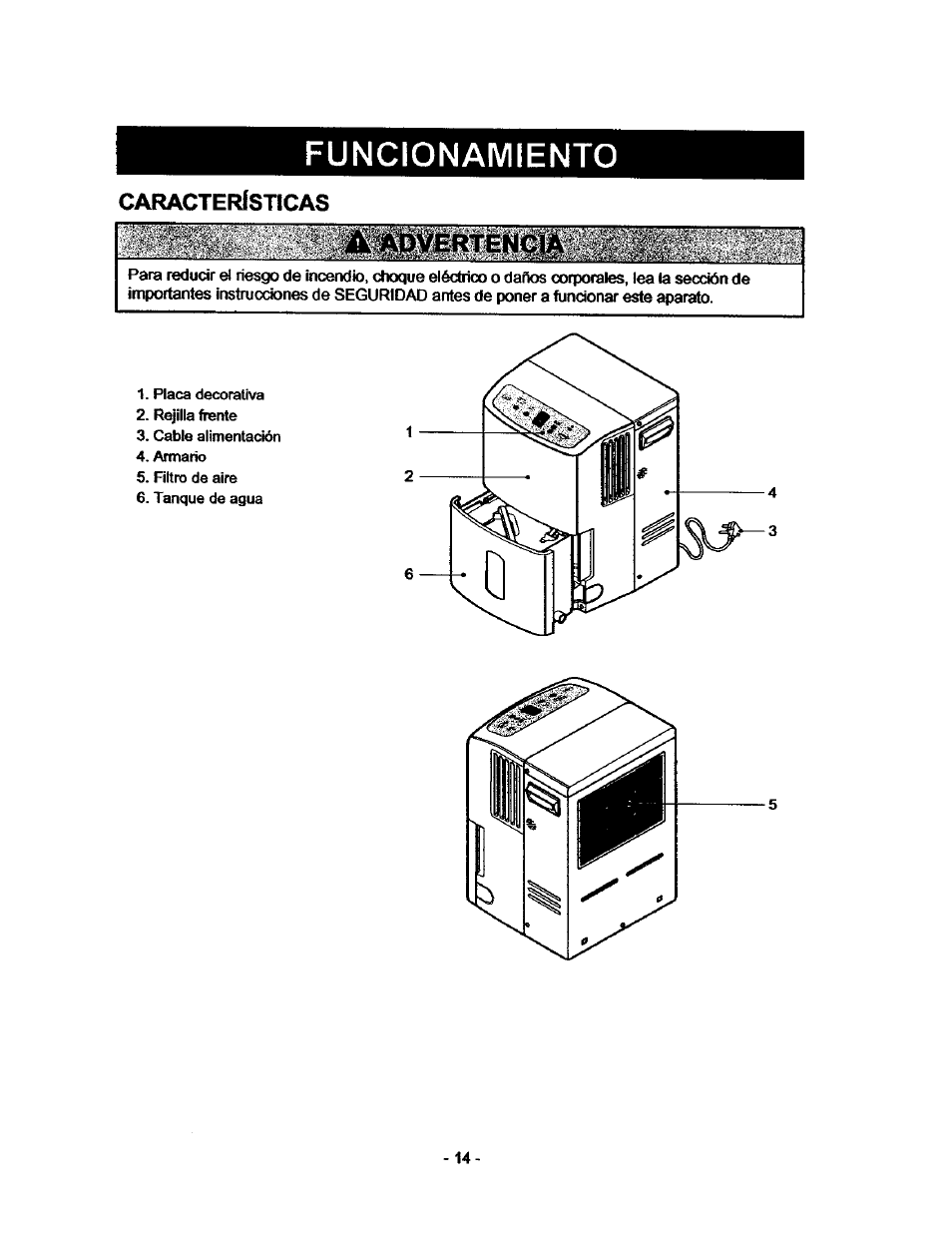 Características, Funcionamiento | Kenmore 580.53701 User Manual | Page 14 / 21