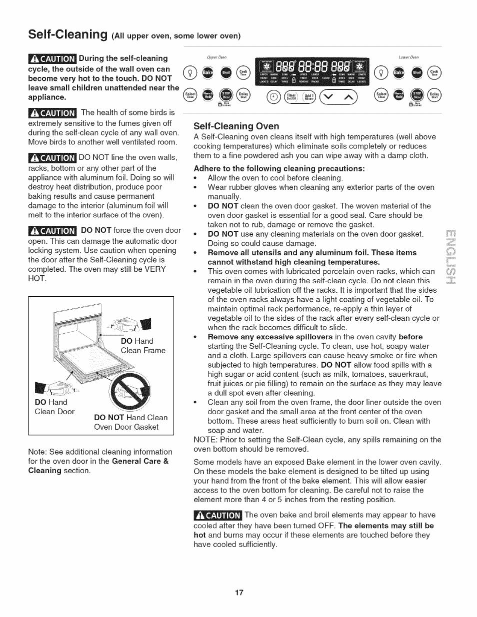 J during the self-cleaning, Self-cleaning oven, Seif-cleaning | Kenmore 790.4773 User Manual | Page 17 / 24