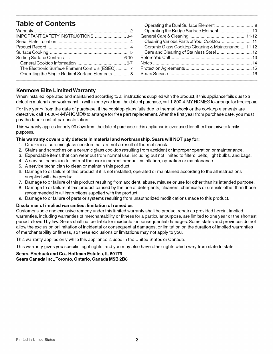 Kenmore 790.4056 User Manual | Page 2 / 16