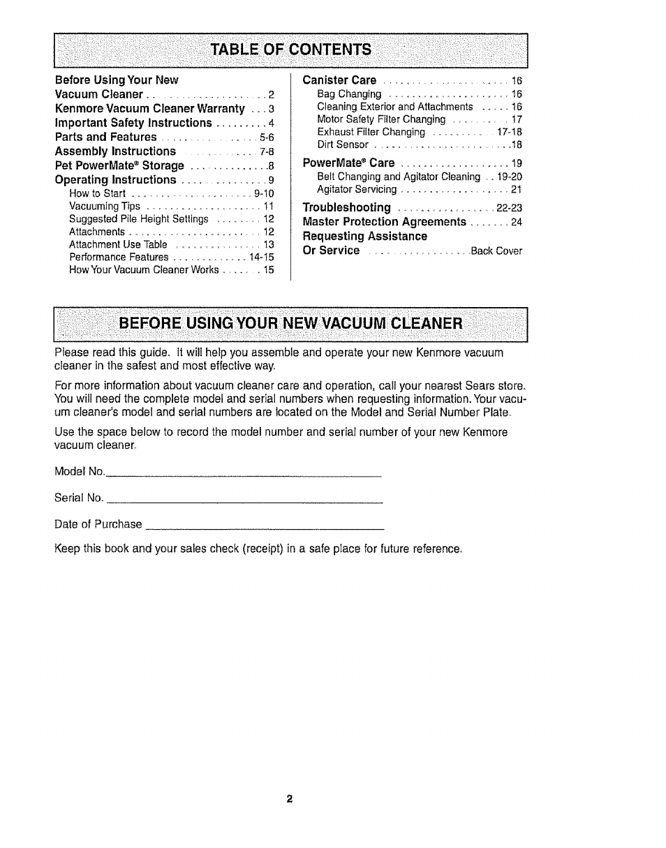 Kenmore 116.28014 User Manual | Page 2 / 48