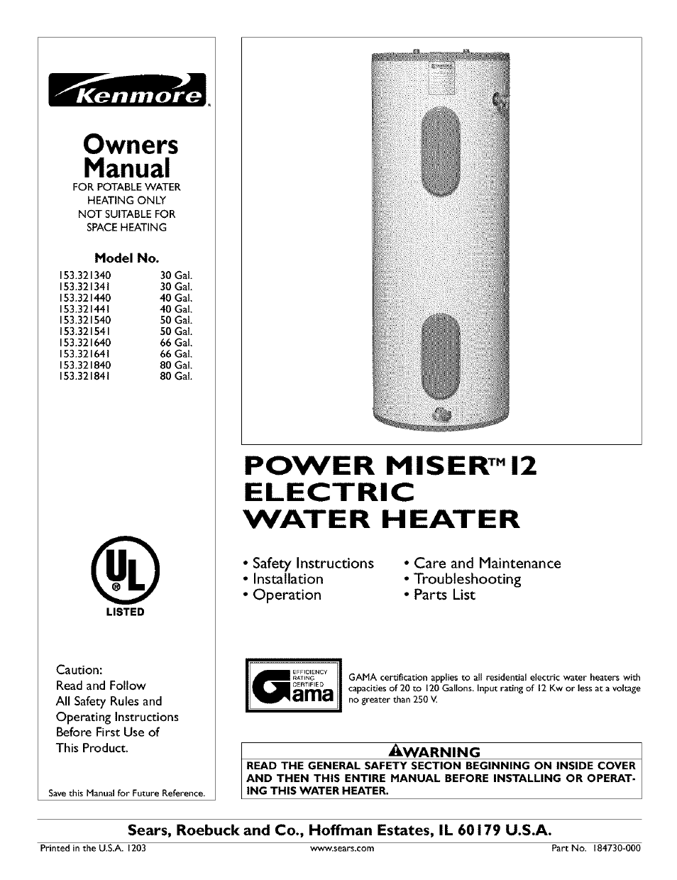 Kenmore POWER MISER 153.32154 User Manual | 32 pages