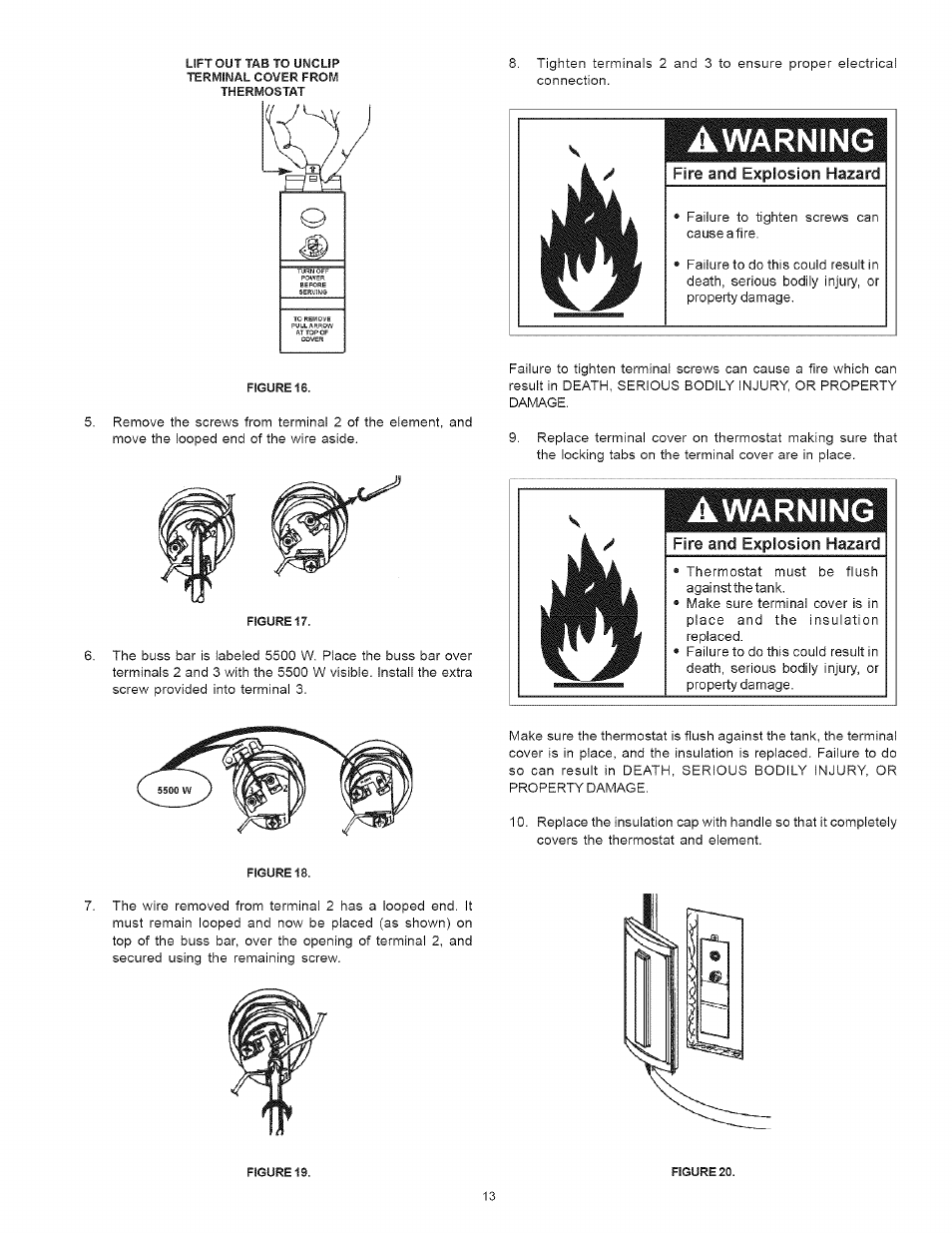 Awarning, Fire and explosion hazard | Kenmore I 53.329462 40 GALLON User Manual | Page 13 / 32