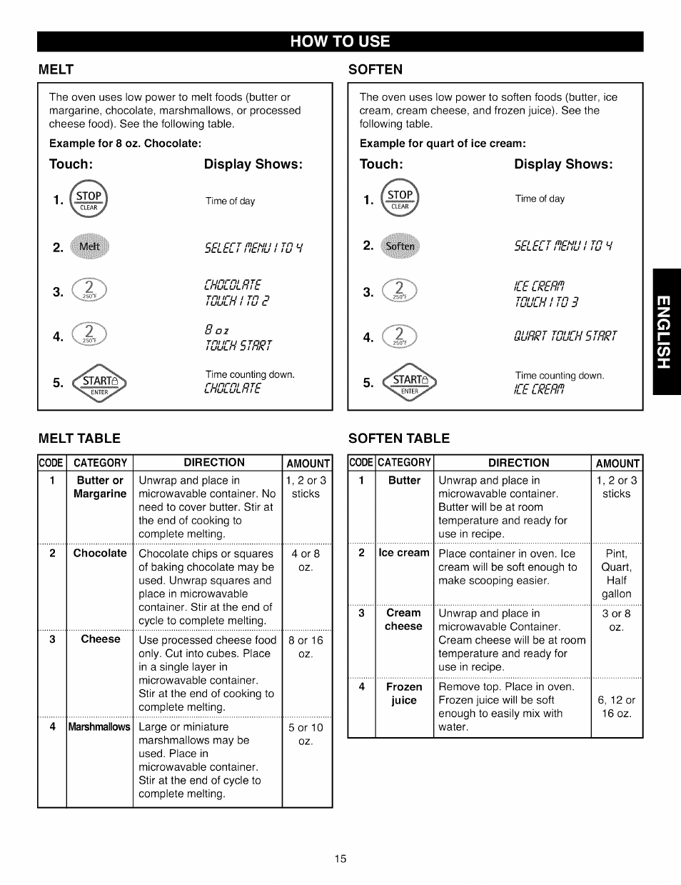 Soften, Soften table, How to use | Fsjopì | Kenmore Elite 721.88519 User Manual | Page 15 / 46