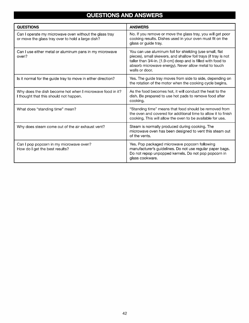 Questions and answers | Kenmore Elite 721.88519 User Manual | Page 42 / 46