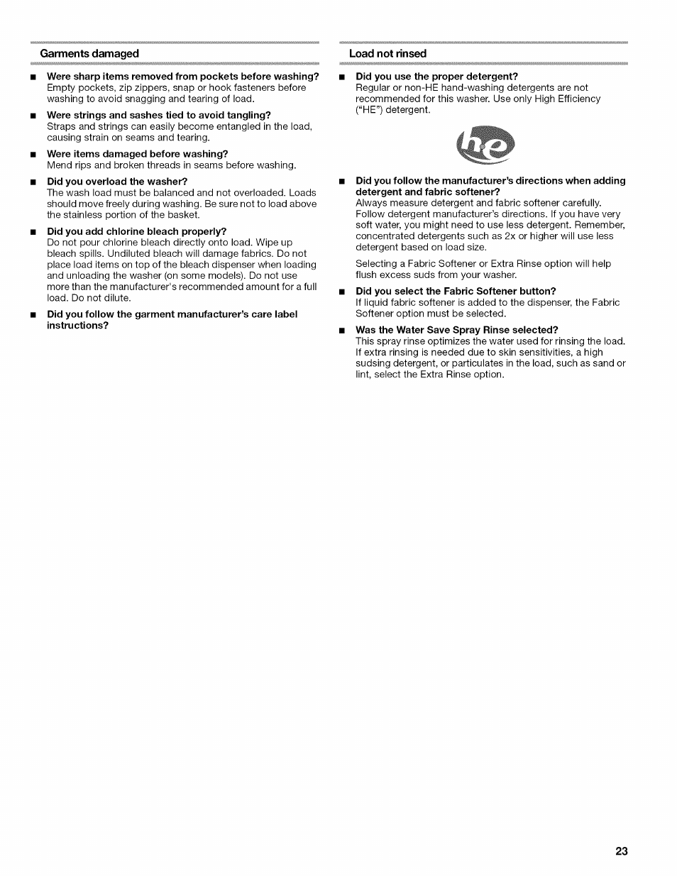 Kenmore OASIS 110.2807 User Manual | Page 23 / 76