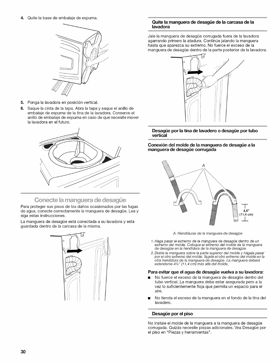 Desagüe por el piso | Kenmore OASIS 110.2807 User Manual | Page 30 / 76