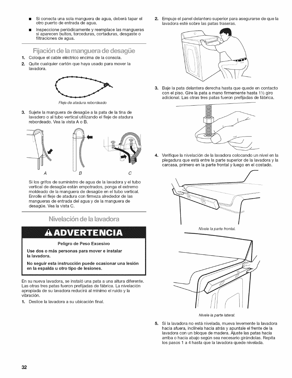 A advertencia | Kenmore OASIS 110.2807 User Manual | Page 32 / 76
