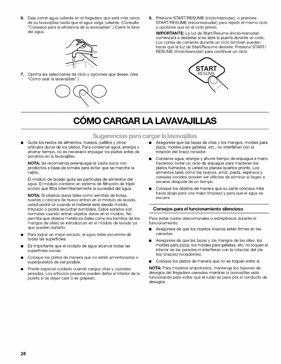 Como cargar la lavavajillas, Cómo cargar la lavavajillas | Kenmore 665.1703 User Manual | Page 28 / 64