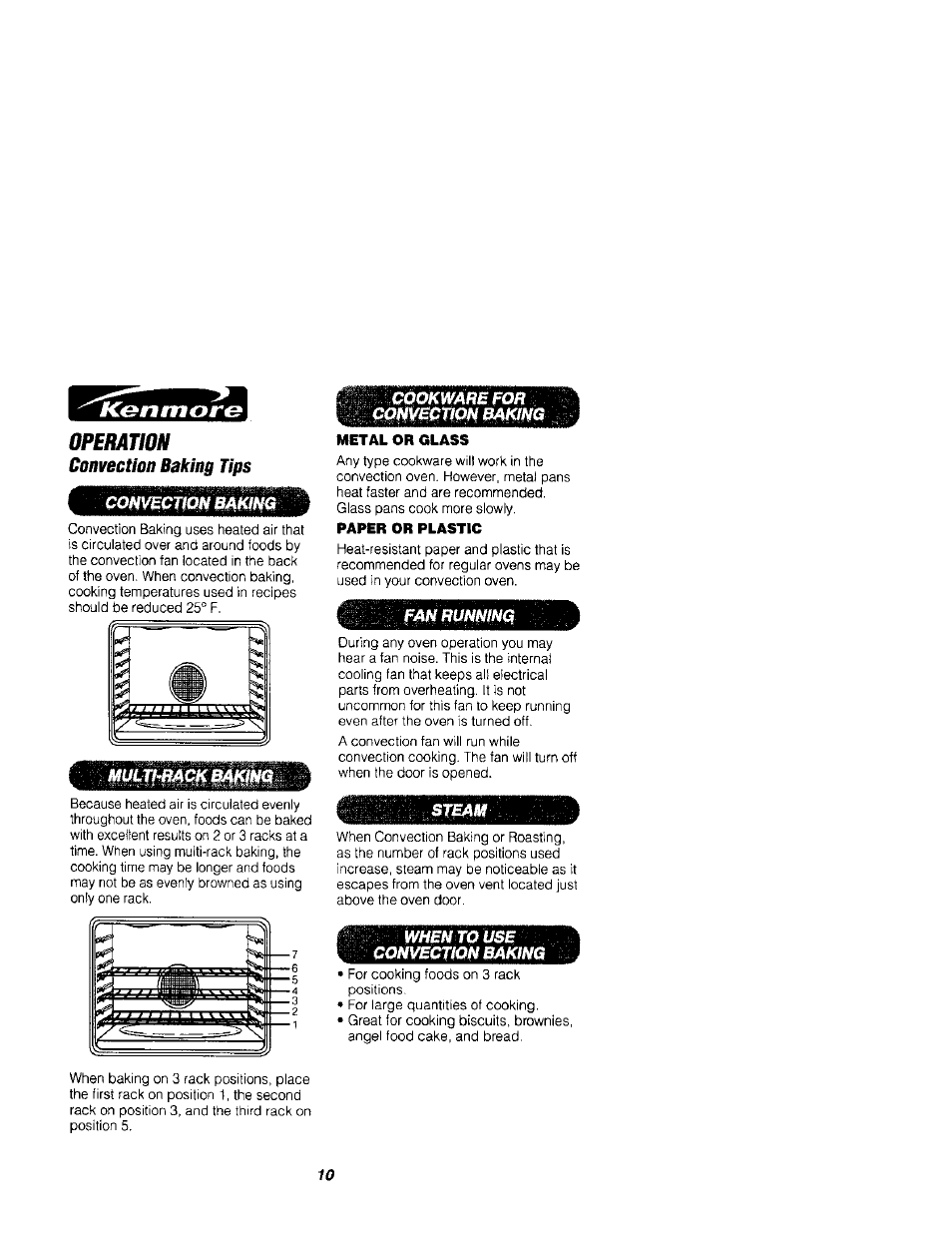 Operawh, Convection baking tips | Kenmore 911.41789 User Manual | Page 10 / 28