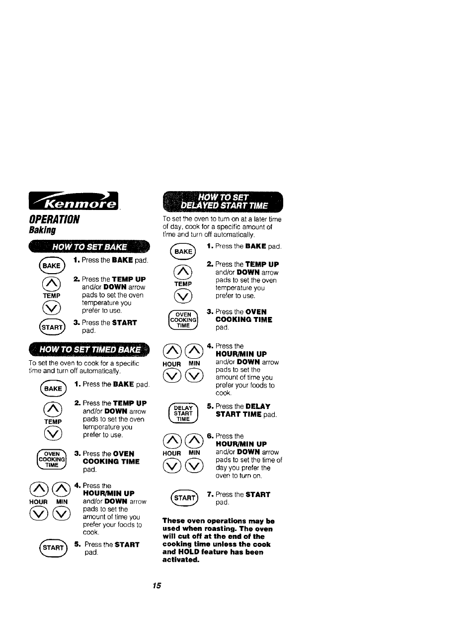 Operation, Baking | Kenmore 911.41789 User Manual | Page 15 / 28