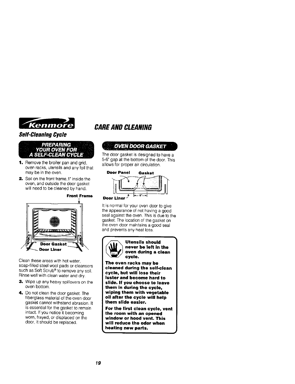 Self-cleaning cycle, Care and cleanme, Ojjj | Kenmore 911.41789 User Manual | Page 19 / 28