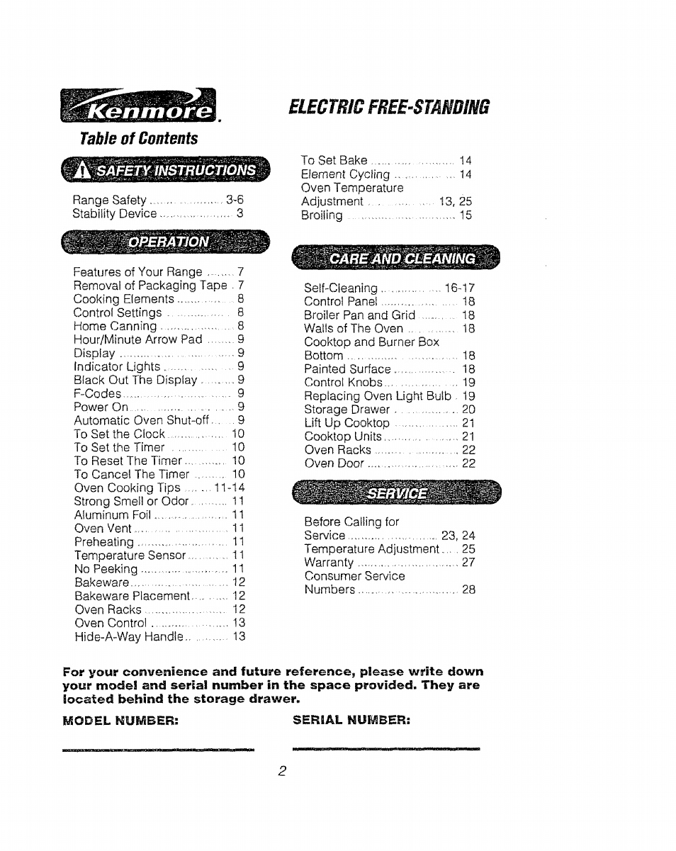 Kenmore 911.92485 User Manual | Page 2 / 28